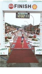 I outkick (oops!) a fellow GB team mate as I bring it home..the laugh is...Iain is just about to come round the corner