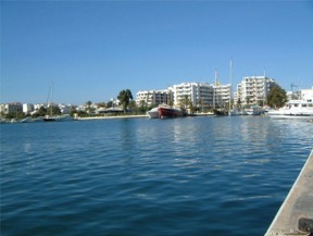 The swim start (low white wall in front of the tree) and yes...you do have to jump or dive in!