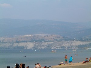 Click for larger picture A smokey Okanagan Lake